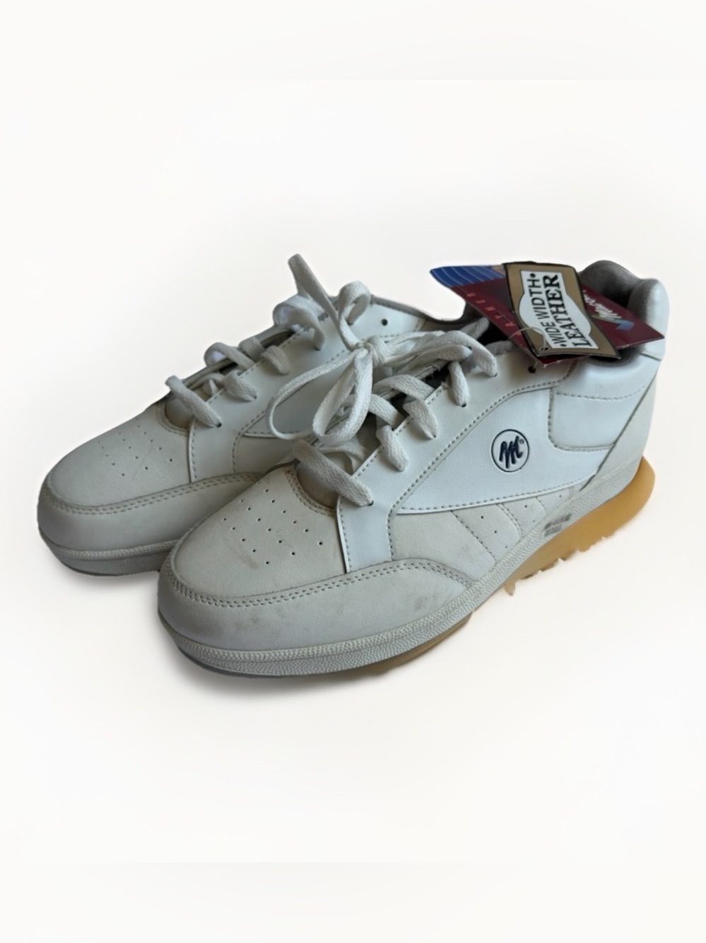 MacGregor Vintage 90s Leather Court Sneakers White Grey Walking Shoes Men 8.5 W